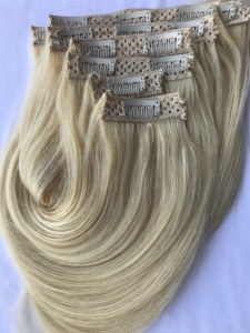 Extensiones de cabello de templo indio Rubio recto de 18 pulgadas sin procesar 100% 7-Set Clip de calidad superior al por mayor proveedor indio - Product Image 6