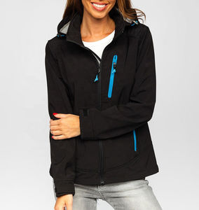 Veste coupe-vent à capuche à coque souple légère et chaude pour femmes Conception imprimée à fermeture éclair respirante fabriquée en usine pour la randonnée et la course - Product Image 5