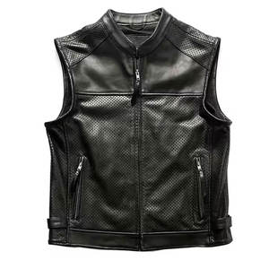Gilet de motard en cuir de qualité supérieure pour hommes Option de broderie personnalisée idéal pour gilet de moto - Product Image 6