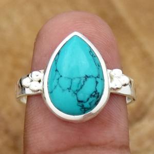 <b>Boho</b> Style Trending <b>Ring</b> 925 Solid Sterling <b>Silver</b> Fashion Green Turquoise Woman Girls Jewelry Perfect Wedding Gift for Her - Product Image 4