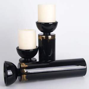 โคมไฟไม้บนโต๊ะอาหารเชิงเทียนโบราณที่ใส่เทียนสีทอง - Product Image 3