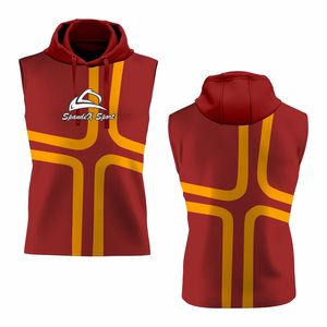 Custom Printed High Quality Polyester <b>Hoodie</b> <b>sleeveless</b> Gym Hoodies Unisex Printed Sublimation - Product Image 6