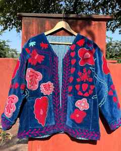 Chaqueta de abrigo con bordado a mano Uzani, chaquetas de Invierno para mujer, regalo de dama de honor, chaqueta de invierno, bata Kimono, dama de honor - Product Image 3