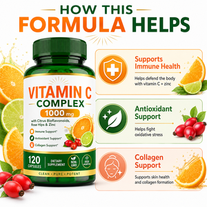 <span class=keywords><strong>C</strong></span>ápsulas de Complejo de <span class=keywords><strong>Vitamina</strong></span> <span class=keywords><strong>C</strong></span> 1000mg <span class=keywords><strong>con</strong></span> <span class=keywords><strong>Bioflavonoides</strong></span> <span class=keywords><strong>C</strong></span>ítricos, Rosa Mosqueta y Zinc, Apoyo Inmunológico, Antioxidante y Colágeno - Product Image 5