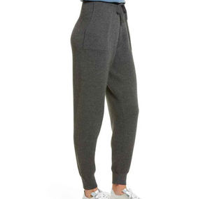 กางเกงขายาวลำลองสไตล์สตรีทเอวกลาง ผ้าฝ้าย 100% สีเทา ใส่สบาย เอวยางยืด เสื้อผ้าผู้หญิง - Product Image 6