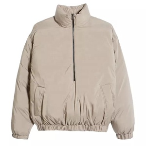 Chaqueta de Plumón de Invierno para Hombre de Alta Calidad, Color Beige, Cierre de Cremallera 1/4, Acolchada, Estilo Anorak, Talla Grande - Product Image 5