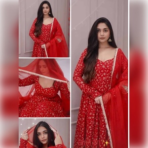 Vestido Anarkali de Georgette Listo para Usar para Mujer, Vestido Étnico Festivo con Bordado Pesado y Lentejuelas - Product Image 6