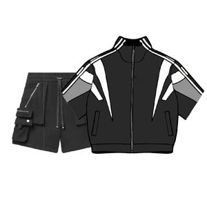 Tallas grandes Precio al por mayor Hombres Poliéster pesado Media cremallera Ropa casual Nuevo diseño Cortavientos de invierno Conjuntos cortos - Product Image 4