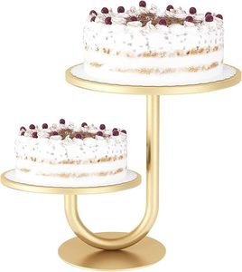 Trending 2 Tier Gold Metal Round Cake & Cupcake Stand en tarifa al por mayor para restaurante Hotel Home - Product Image 5