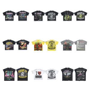 T-shirt pour homme à coupe ample avec logo de designer, coton peigné 280 g/m², col côtelé, épaules tombantes, style streetwear surdimensionné avec motif - Product Image 2