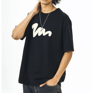 T-shirt imprimé bouffant Streetwear pour hommes personnalisé OEM d'usine T-shirt surdimensionné en coton Chemise à logo en relief 3D - Product Image 3