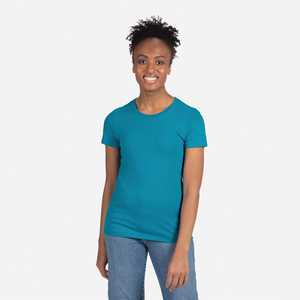 Camisetas turquesa de algodón con cuello redondo para mujer Impresión disponible con DTG, serigrafía y bordado digital transpirable - Product Image 3