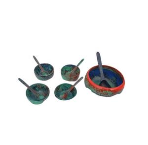 Quatre bols à manger en résine ombré avec cuillères un bol de service avec cuillère bol de service à salade ensembles de vaisselle de décoration de mariage - Product Image 1