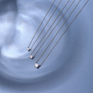 S925 стерлингового серебра родиевое покрытие 2/3/4CT Муассанит Пасьянс классический одиночный кулон ожерелье для женщин - Product Image 4