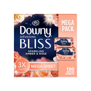 Toallitas Secantes Mega Dryer Sheets de Downy, Suavizante de Telas para Lavandería, Aroma BLISS, Ámbar y Rosa, 130 Unidades - Product Image 3