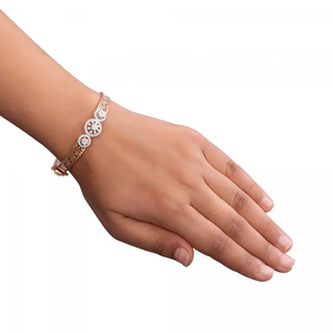 Exquisite 14K Solid <b>Rose</b> <b>Gold</b> <b>Bracelet</b> with Diamond Accents Womens Jewelry Elegant Gift for Wedding Engagement Romantic - Product Image 2