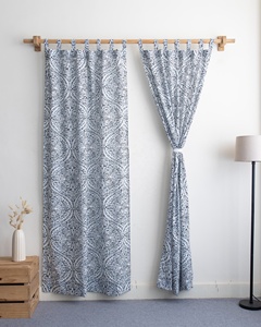 Nouvel arrivage : Ensemble de rideaux en coton imprimé floral à la main pour la maison, la porte et la fenêtre - Product Image 1