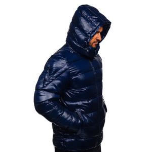 Chaqueta acolchada de manga larga de invierno de alta calidad para hombre con logotipo personalizado impreso, chaqueta acolchada al por mayor, chaquetas azules - Product Image 5