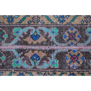 Turkish Rug, <b>Runner</b> 1.1x12.5 ft Vintage Rug, Brown <b>Green</b> Camouflage Wool Rug - Product Image 5