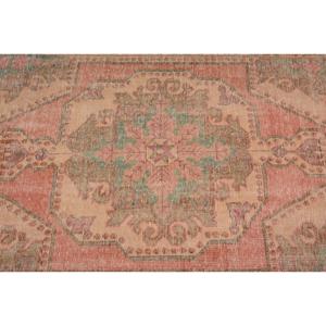 Turkish Vintage Eco-Friendly Area Rug 3.7x7 ft <b>Red</b> Patchwork <b>Wool</b> with Latex Backing - Product Image 5