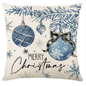 Housse de coussin carrée décorative en lin à motif végétal rétro minimaliste pour Noël, idéale pour canapé, lit et décoration intérieure