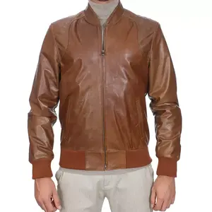 Chaqueta Regular de Cuero Marrón de Alta Calidad de Pakistán, Chaqueta de Piel de Cordero Premium para Hombre, Cuello Alto con Capucha, Transpirable, Vintage, de Invierno - Product Image 4