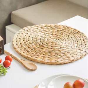 100% naturel tissé jacinthe d'eau napperons Chic osier chargeur décor plaque motif rotin osier artisanat Viet Nam tendance Chic - Product Image 1