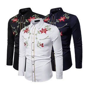 Venta caliente de manga larga de diseño único camisa bordada para hombres Venta caliente servicio OEM tamaño personalizado camisas bordadas para la venta - Product Image 1