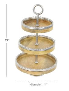 Support à gâteau en bois durable à 3 niveaux, en bois d'acacia et en aluminium : présentoir de desserts pour les fêtes - Product Image 2