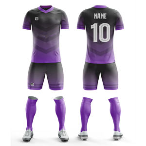 Maillot et Short de Football Personnalisés en Polyester Respirant et Confortable, Couleur Violette, Sublimation, Vente en Gros à Prix Abordable, Livraison Rapide - Product Image 1