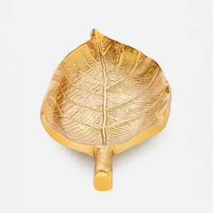 Tamaño personalizado y forma redonda de aluminio de color dorado con soporte de diseño simple Plato de oro y cuenco para servir - Product Image 5