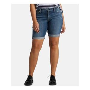 Bermuda in Denim Elyse con Risvolto per Donna di Silver Jeans Co Blu Taglia 31X9 con Decorazione a Bottoni - Product Image 1