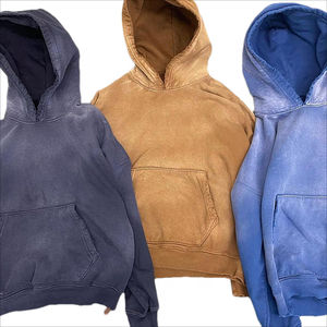 Sweat à capuche surdimensionné lavé à l'acide personnalisé poids lourd 100% coton éponge française hiver Vintage sweats à capuche pour hommes - Product Image 4