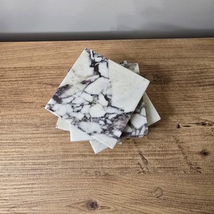 Sous-verres carrés en marbre Calacatta Viola avec bouchon, sous-verres de luxe pour boissons, décoration de table à domicile, livraison gratuite aux États-Unis - Product Image 3