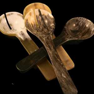 Viking Stores Custom Eco-Friendly Ox Horn <b>Cutlery</b> <b>Sets</b> Polished Spoons & Dessert Spoons Animal Style Home Decor Natural Crafts - Product Image 2