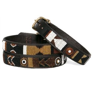Beaded Leather <b>Dog</b> Collars for Pets with Hand Embroidery Detail Vintage Seed Beads <b>Dog</b> Collars with Durable Leather Base - Product Image 3