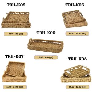 ถาดใส่อาหารแบบสานสำหรับบ้านทันสมัยถาดใส่น้ำจากหญ้าทะเลถาดใส่ผักตบชวาตกแต่งบ้าน - Product Image 2