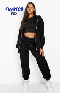 Point contrasté, poignets côtelés, poches latérales, veste à fermeture éclair, pantalon de survêtement, ensemble décontracté, grande taille, haute qualité, - Product Image 4