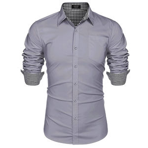 <b>High</b> Quality 100% Cotton Casual Dress <b>Shirt</b> <b>Men</b> Long Sleeve Button Office Wear OEM ODM Custom Logo Breathable <b>Shirts</b> - Product Image 4
