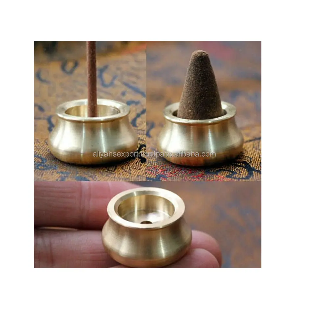 Brass Design Cone Incense Holders Polished Finishes Handmade Old Theme Designs Indoor Natural Fragrance Incense Burner