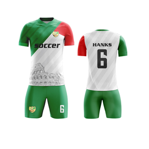 Uniforme de Fútbol Personalizado Rojo y Blanco con Negro y Verde, Impresión por Sublimación Estilo Tailandés, Uniformes de Fútbol a Precios Razonables - Product Image 6