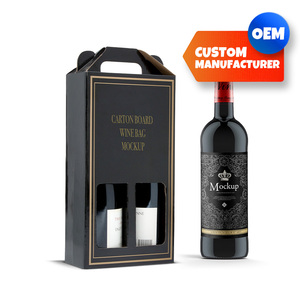 Boîte d'emballage de vin en carton personnalisée haut de gamme avec fenêtre découpée et poignée - Product Image 1