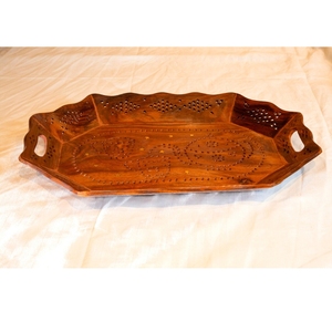 Plateau de service en bois marron Plateau de petit déjeuner en bois artisanal designer Cadeau de pendaison de crémaillère Plateau de petit déjeuner - Product Image 6