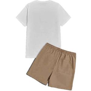 <b>Men</b> Color Block Letter Print <b>T</b>-<b>Shirt</b> With Shorts Wholesale Custom <b>Men</b> Sports Short Summer Sets Plain 100% Cotton Polyester 2024 - Product Image 5