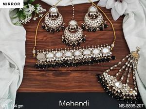 Beautiful Fancy Design Mehendi Polish Party Wear Mirror <b>Choker</b> Necklace Set Jewelry Sets Antique Religious Jewelry From India - Product Image 2