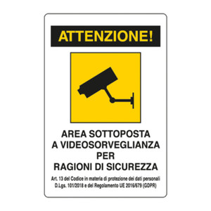 Targa para Área con Videovigilancia 300x200 de Aluminio - Product Image 1