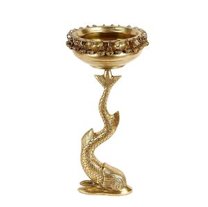 Diseño de pescado de diseñador Color dorado Heavy Duty Barato al por mayor Latón Urli Superventas Decorativo Hecho a mano Metal Urli - Product Image 2