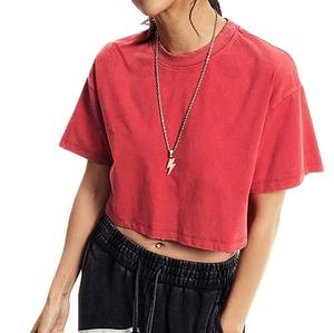 T-shirts pour femmes 100% coton, t-shirts de haute qualité, streetwear d'été, logo personnalisé, crop top, manches courtes - Product Image 1