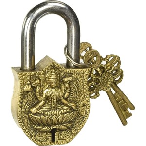 PARIJAT HANDICRAFT Brass Padlock-2 <b>Keys</b>-Waterproof-Golden Finish-High Quality Door <b>Lock</b> - Product Image 1