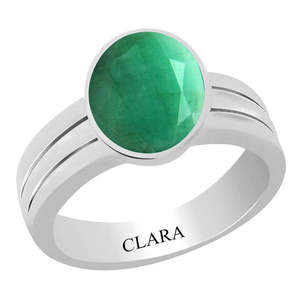 Certified Natural <b>Emerald</b> Panna Gemstone <b>Rings</b> <b>Emerald</b> Cut Diamond with Bezel Setting for Everyday Wear Buy Now! - Product Image 1